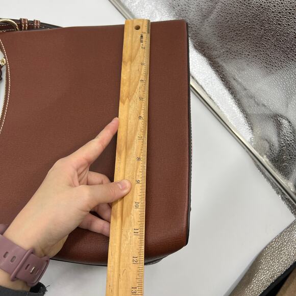 Dooney & Bourke Handbags Saffiano Leather Hobo Bags Amber Brown - Picture 10 of 15